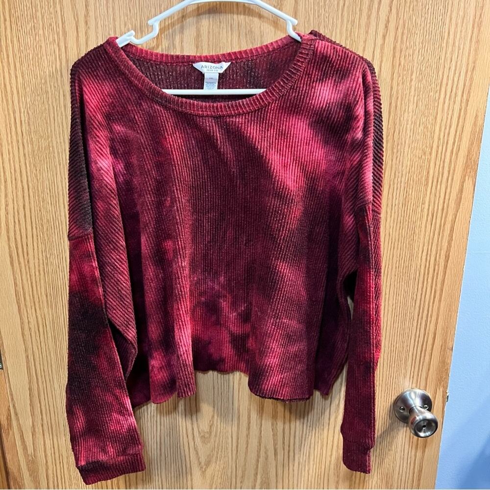 Arizona Jean Co Red Bleached Wash Ribbed Crop Top Women's Plus Size XXL